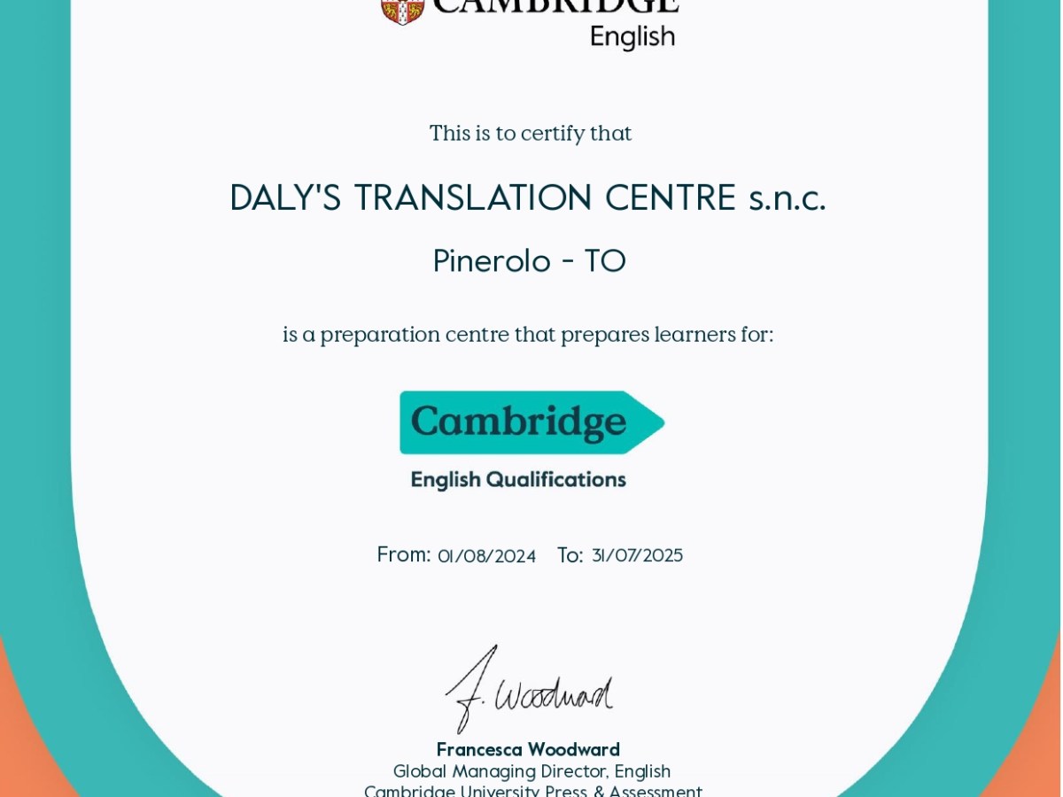 DTC e Sabrina Daly sono confermati centro ufficiale preparazione esami Cambridge anche per l’anno&nbsp;2025/2026